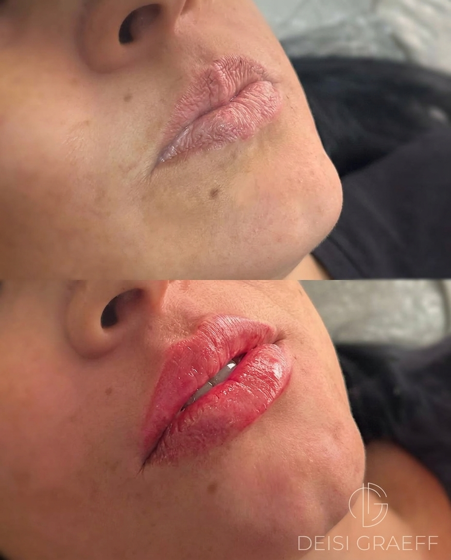 Antes e depois — lábios